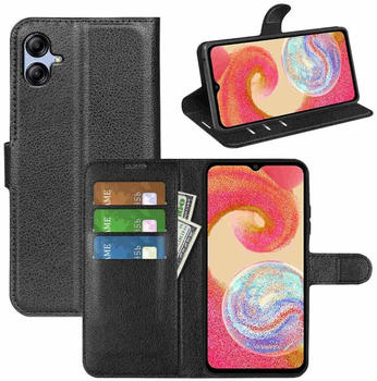 Wigento Für Samsung Galaxy A04e Handy Tasche Wallet Premium Schutz Schwarz
