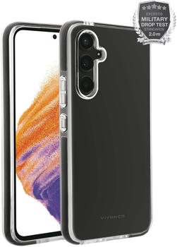 Vivanco Rock Solid, Anti Shock Schutzhülle für Galaxy A54 5G Transparent, schwarzer Rahmen
