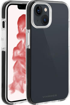 Vivanco Rock Solid, Anti Shock Schutzhülle für iPhone 14 Plus Transparent, schwarzer Rahmen