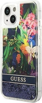 Guess Hard Cover Flower Liquid Glitter Blue, für iPhone 14 Plus, GUHCP14MLFLSB (GUHCP14MLFLSB)