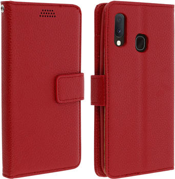 Avizar für Samsung Galaxy A20e Flip-Cover mit Kartenfächern & Standfunktion - Rot