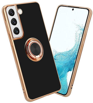Cadorabo Hülle für Samsung Galaxy S22 PLUS im TPU mit Kameraschutz und Ring LM089 Style (Galaxy S22+), Smartphone Hülle, Schwarz