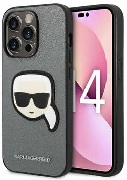 Karl Lagerfeld KLHCP14LSAPKHG iPhone 14 Pro 6,1" srebrny/silver hardcase Saffiano Karl`s Head Patch (iPhone 14 Pro) Silber