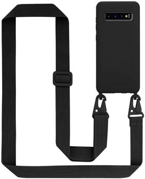 Cadorabo TPU Cover Handy Kette Liquid (Galaxy S10+) Schwarz