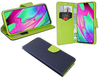 Cofi Buch Tasche Fancy Handy Hülle kompatibel mit Motorola Moto G 5G Blau-Grün