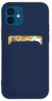 Cofi Card Case Silikon Portmonnaie Handyhülle mit Kartenfach Cover Bumper für Samsung Galaxy A22 4G (A225F) Marineblau