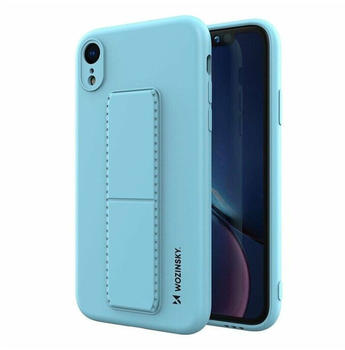 Cofi Kickstand Hülle Bumper aufstellbar für Iphone 12 Mini Silikon Hard Case Zubehör mit integriertem Magneten Sky Blau