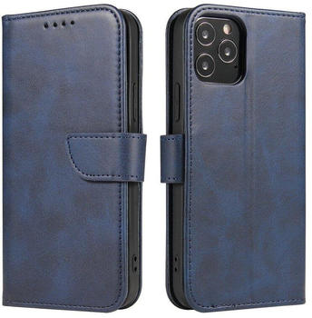Cofi Premium Magnet Case Buch Tasche aufklappbare Hülle Standfunktion für Samsung Galaxy S22 Ultra (SM-908B) Blau