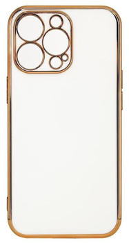 Cofi Lighting Color Case Schutz-Hülle mit Kameraabdeckung Schutz Rahmen kompatibel mit iPhone 13 Weiß-Gold