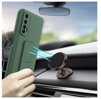 Cofi Kickstand Hülle Bumper aufstellbar für Iphone 12 Mini Silikon Hard Case Zubehör mit integriertem Magneten Dunkel Grün
