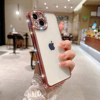 Cofi Diamond Hülle elegante Smartphonehülle transparenter Hintergrund kompatibel mit iPhone 12 Pro Max Pink