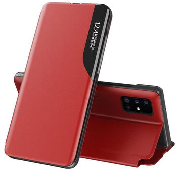 Cofi Eco Leather View Hülle mit Klappständer kompatibel mit Samsung Galaxy A54 5G Rot