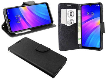 Cofi Buch Tasche Fancy Handy Hülle kompatibel mit Samsung Galaxy S22 Schwarz