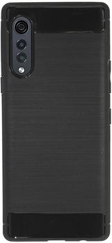 Cofi cofi1453® Silikon Hülle Bumper Carbon kompatibel mit LG Velvet Case TPU Soft Handyhülle Cover Schutzhülle Schwarz