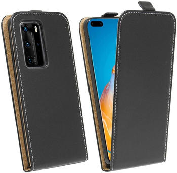 Cofi Flip Case für HUAWEI P40 PRO Handy Tasche vertikal aufklappbar Schutzhülle Klapp Hülle Schwarz