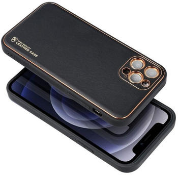 Cofi Leder Case Hülle Handyschale Handy-Hülle Cover Bumper für Samsung Galaxy A12 (A125F) Schwarz