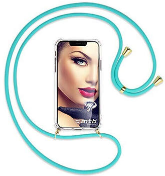 mtb Handykette kompatibel mit Huawei P9 lite (VNS-L21, L31 / 5.2'') - türkis/Gold - Smartphone Hülle zum Umhängen - Anti Shock Strong TPU Case