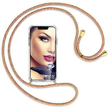 mtb Handykette 2.0 kompatibel mit LG K40 (LM-X420, 5.7'') - Rainbow/Gold - Smartphone Hülle zum Umhängen - Anti Shock Strong TPU Case