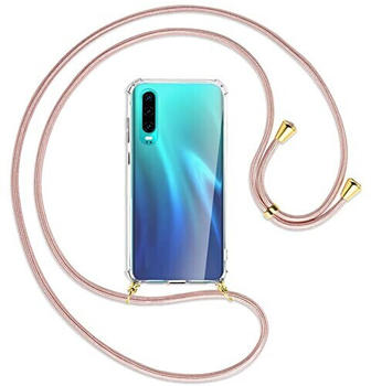 mtb Handykette kompatibel mit Huawei P30 (6.1'') - roségold/Gold - Smartphone Hülle zum Umhängen - Anti Shock TPU Case