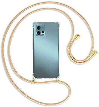 mtb Handykette kompatibel mit Motorola Moto G72 - Shiny Gold/Gold - Smartphone Hülle zum Umhängen - Anti Shock Full TPU Case