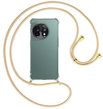 mtb Handykette kompatibel mit OnePlus 11 - Shiny Gold/Gold - Smartphone Hülle zum Umhängen - Anti Shock Full TPU Case