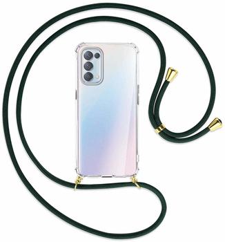 mtb Handykette kompatibel mit Oppo Find X3 Lite (6.43'') - dunkelgrün/Gold - Smartphone Hülle zum Umhängen - Anti Shock Full TPU Case