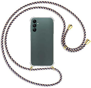 mtb Handykette kompatibel mit Samsung Galaxy A14 5G - Royal/Gold - Smartphone Hülle zum Umhängen - Anti Shock Full TPU Case