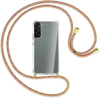 mtb Handykette kompatibel mit Samsung Galaxy S22 5G (SM-S901, 6.1'') - Rainbow/Gold - Smartphone Hülle zum Umhängen - Anti Shock Full TPU Case