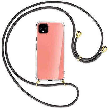 mtb Handykette kompatibel mit Google Pixel 4 (5.7'') - dunkelgrau/Gold - Smartphone Hülle zum Umhängen - Anti Shock Full TPU Case