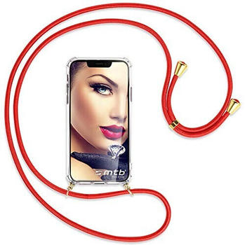 mtb Handykette kompatibel mit Honor 20 Lite, Honor 20e (6.21'') - rot/Gold - Smartphone Hülle zum Umhängen - Anti Shock Strong TPU Case