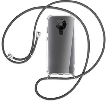 mtb Handykette kompatibel mit Nokia 5.3 (6.55'') - dunkelgrau - Smartphone Hülle zum Umhängen - Anti Shock Full TPU Case