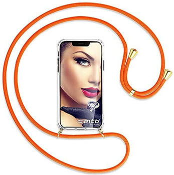 mtb Handykette kompatibel mit iPhone 13 (6.1'') - Neon Orange - Smartphone Hülle zum Umhängen - Anti Shock Full TPU Case
