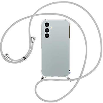 mtb Handykette kompatibel mit Samsung Galaxy A54 5G - Silber-Grau - Smartphone Hülle zum Umhängen - Anti Shock Full TPU Case