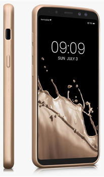 kwmobile Case kompatibel mit Samsung Galaxy A8 (2018) Hülle - Schutzhülle aus Silikon metallisch schimmernd - Handyhülle Metallic Gold
