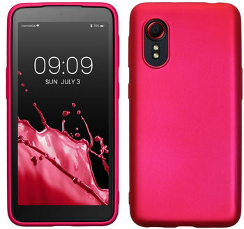 kwmobile Case kompatibel mit Samsung Galaxy Xcover 5 Hülle - Schutzhülle aus Silikon metallisch schimmernd - Handyhülle Metallic Pink