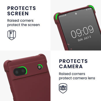 kwmobile Necklace Case kompatibel mit Google Pixel 6a Hülle - Cover mit Kordel zum Umhängen - Silikon Schutzhülle Bordeaux Violett