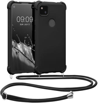 kwmobile Necklace Case kompatibel mit Google Pixel 4a Hülle - Cover mit Kordel zum Umhängen - Silikon Schutzhülle Schwarz