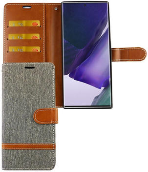 König Design für Samsung Galaxy Note 20 Ultra Handy Hülle Schutz-Tasche Case Cover Kartenfach Etui Wallet Grau