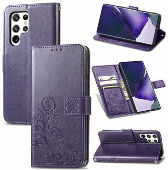 König Design Hülle kompatibel mit Samsung Galaxy S22 Ultra 5G Kunstleder Handyhülle - Handy Case Violett