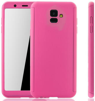 König Design Handyhülle Schutzhülle für Samsung Galaxy A6 (2018) Full Case Cover Displayschutz 360 Pink