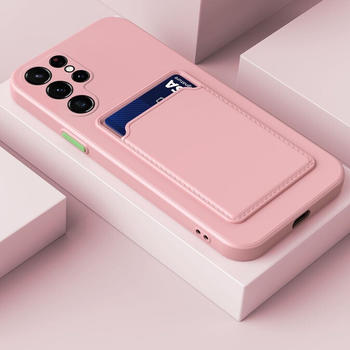 König Design Schutzhülle Handyhülle für Samsung Galaxy S23 Serie Case Cover Kartenfach TPU Rosa Modell wählen:Samsung Galaxy S23 Ultra
