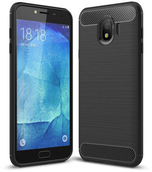 König Design für Samsung Galaxy J4 Hülle Silikon Schwarz Carbon Optik Case TPU Handyhülle Bumper 211778