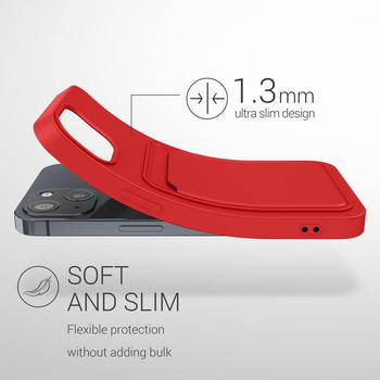 kwmobile Handyhülle kompatibel mit Apple iPhone 13 Hülle - Handy Cover mit Fach für Karten - in Rot