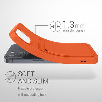 kwmobile Handyhülle kompatibel mit Apple iPhone 13 Hülle - Handy Cover mit Fach für Karten - in Orange
