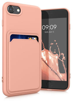 kwmobile Handyhülle kompatibel mit Apple iPhone SE (2022) / iPhone SE (2020) / iPhone 8 / iPhone 7 Hülle - Handy Cover mit Fach für Karten - in Grapefruit Pink