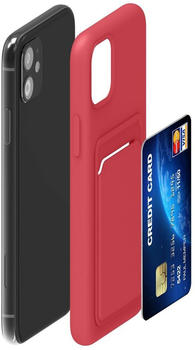 kwmobile Handyhülle kompatibel mit Apple iPhone 11 Hülle - Handy Cover mit Fach für Karten - in Rot