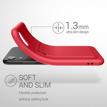 kwmobile Handyhülle kompatibel mit Apple iPhone XR Hülle - Handy Cover mit Fach für Karten - in Rot