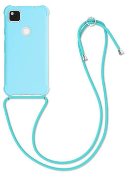kwmobile Necklace Case kompatibel mit Google Pixel 4a Hülle - Cover mit Kordel zum Umhängen - Silikon Schutzhülle Hellblau