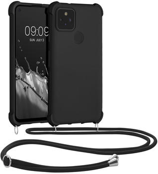 kwmobile Necklace Case kompatibel mit Google Pixel 5 Hülle - Cover mit Kordel zum Umhängen - Silikon Schutzhülle Schwarz