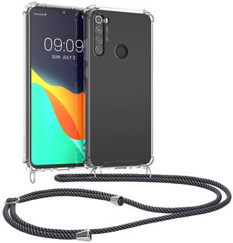 kwmobile Necklace Case kompatibel mit Xiaomi Redmi Note 8 (2019 / 2021) Hülle - Silikon Cover mit Handykette - Band Handyhülle Anthrazit Transparent Transparent